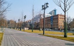 Central park and business centers in Yerevan, Armenia