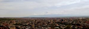 Yerevan city panorama and mount Ararat in the background